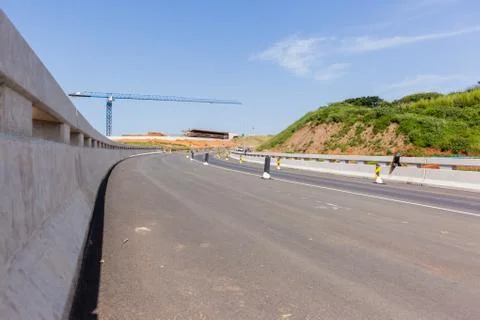 Highway Construction Ramps Cranes Stock Photos