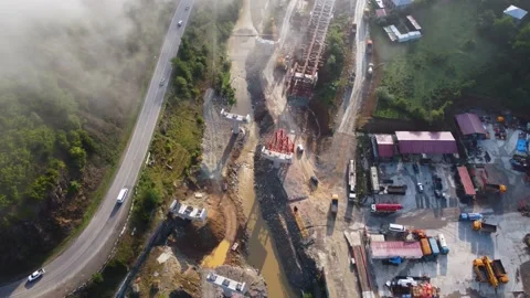 Highway construction view from the cloud Stock-Footage 168573456