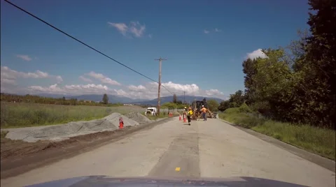 Highway construction, workers on road, Canada Stock Footage 40908433