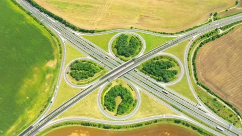 Highway crossroad from above. Stock Footage 159432679