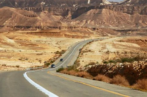 Highway in the desert. Stock Photos