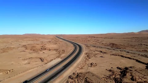 Highway in the desert, Tarapaca, Chile. Stock Footage 246886032
