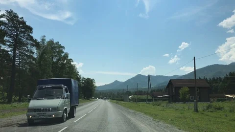 A highway drive in a mountain area Stock Footage 92737378