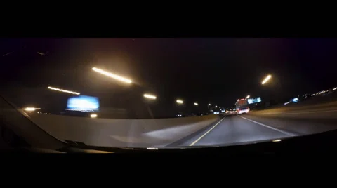 Highway Drive Time Lapse, Night Stock Footage 57679388