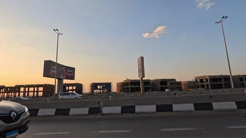 Highway Driving Across Eastern Desert Route Connecting Cairo With Ain Sokhna 库存影片 330012078