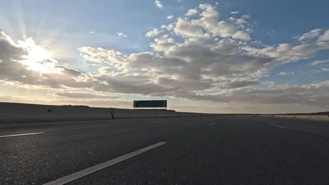 Highway Driving Across Eastern Desert Route Connecting Cairo With Ain Sokhna Stock-Footage 330032657