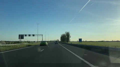 Highway driving continuous forward motion on a highway, in open road with clear 库存影片 342751042