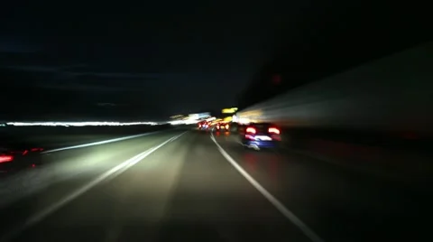 Highway Driving at Night Video stock 10597566