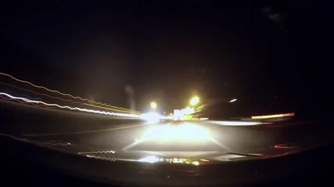 Highway Driving at Night Timelapse Stock Footage