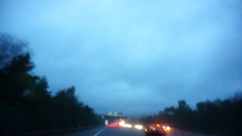 Highway Driving in the Rain Stock Footage 86334329