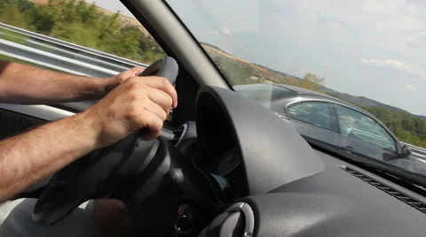 Highway driving [steering wheel] Stock Footage 33138673