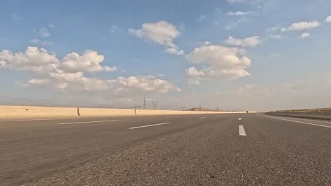 Highway Driving Through Cairo Ain Sokhna Desert Route Continuous Traffic Flow Vídeos de archivo 329958703
