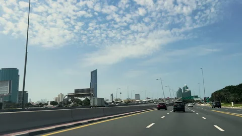 Highway driving towards Dubai UAE 1 Stock Footage 248985397