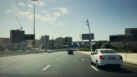 Highway driving towards Dubai UAE 4 Stock Footage 248985545