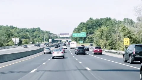 Highway driving view from a car Stock Footage 247452909