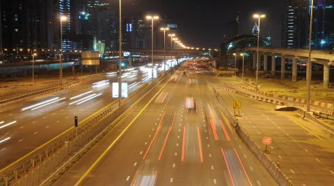 Highway in Dubai at night Stock Footage 315319