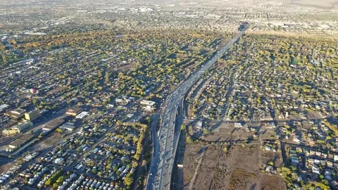 Highway During Autumn in Slow Motion, Aerial View Stock Footage 142306084