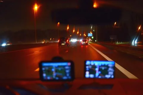 Highway E40 from Ostend  direction Brussels at night Stock Photos