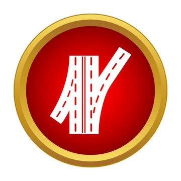 Highway exit junction connecting multiple road routes icon Stock Illustration