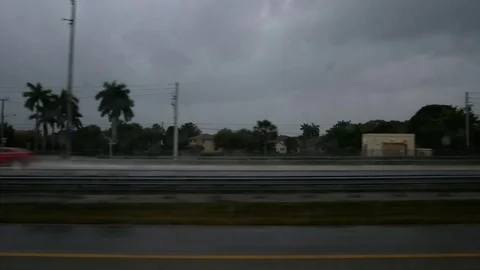 Highway in Florida on a rainy day Stock Footage 73446355