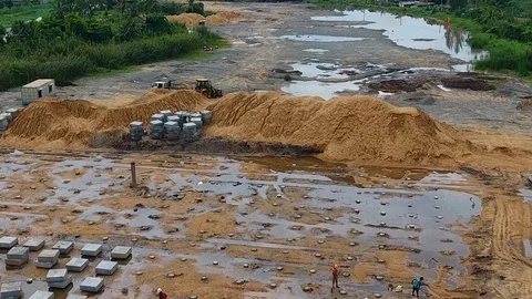 Highway foundation Contruction Stock-Footage 122957203