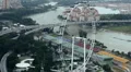Highway Freeway Interchange in Downtown, Aerial View Singapore Flyer Skyline HD Footage