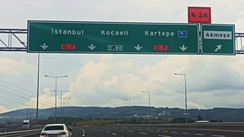 A highway with a green. Stock Footage 282994777