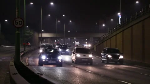 Highway Headlights At Night Video stock 44062895