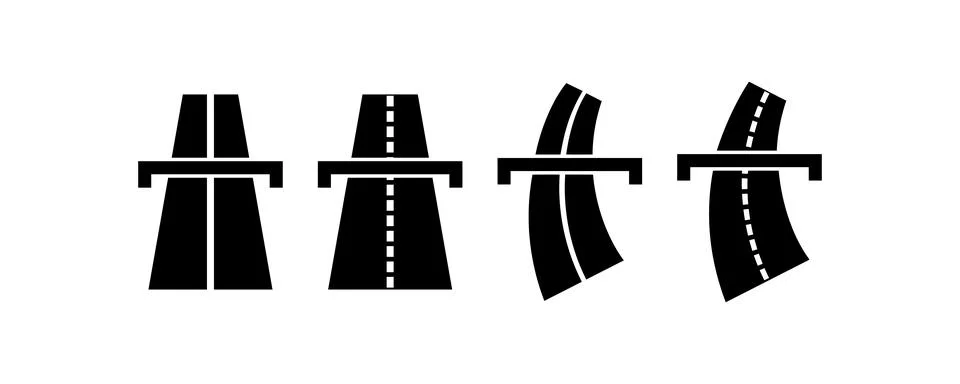 Highway icon set. Intersection of the road and the bridge illustration symb.. Stock Illustration