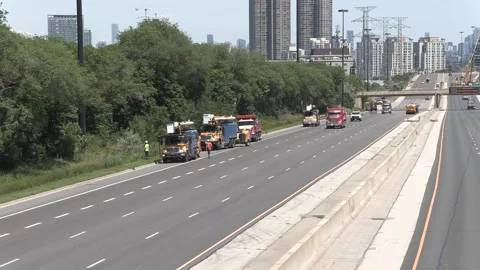 Highway infrastructure closed for repairs and maintenance on weekend 動画素材 157057277