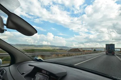 Highway from inside the car Stock-Fotos