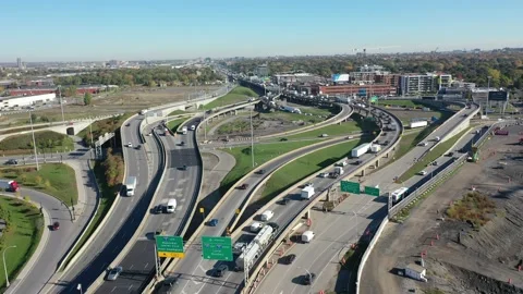HIGHWAY INTERCHANGE 40-15 - ÉCHANGEUR DÉCARIE - QUEBEC Stock Footage 165740329
