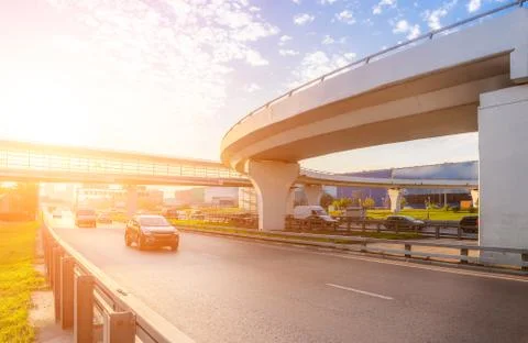 Highway interchange with bridge Stock Photos