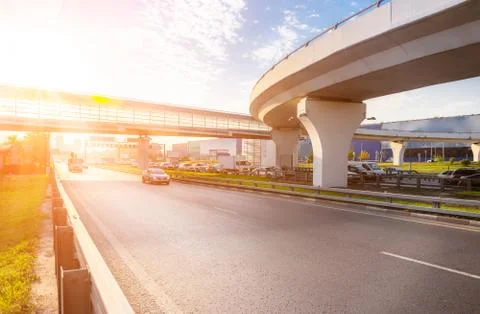 Highway interchange with bridge Foto stock