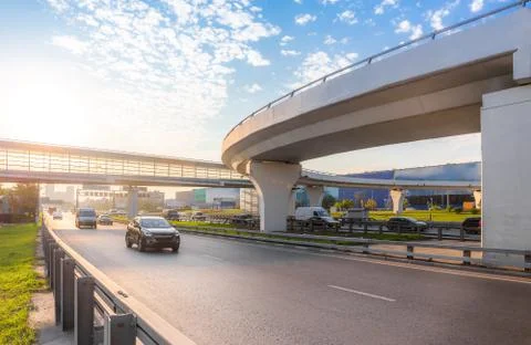Highway interchange with bridge Stock Photos