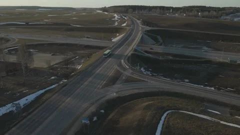 Highway interchange from drone in autumn Stock Footage 221232444