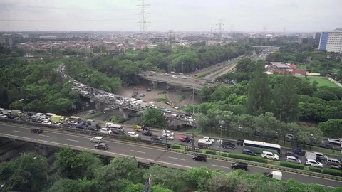 Highway interchange in Jakarta on cloudy day Video stock 79060855
