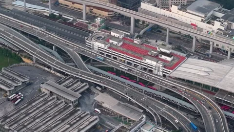 Highway interchange with multiple overpasses Видео 332741882