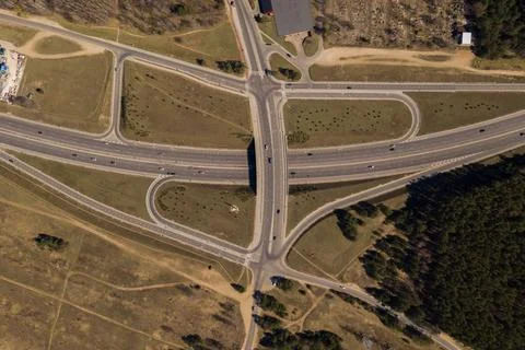 Highway interchange seen from above. Stock Photos