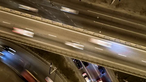 Highway interchange with traffic Video stock 105876811