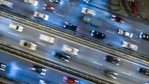 Highway interchange with traffic jam. UHD, 4K Video stock 80275559