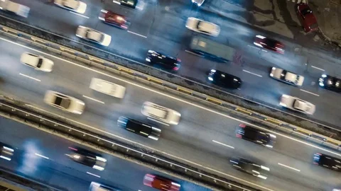 Highway interchange with traffic jam. UHD, 4K Video stock 81463873