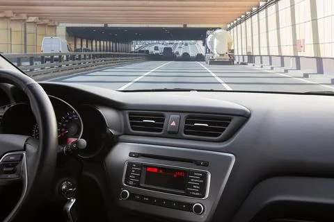 Highway from the interior of car Stock Photos
