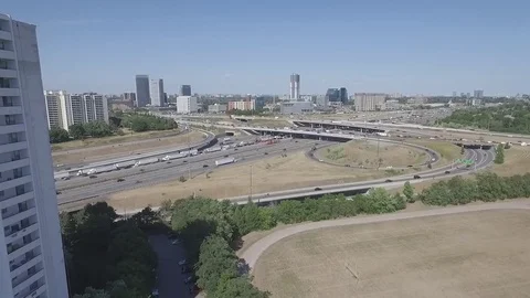 Highway intersection from above Stock Footage 71259093