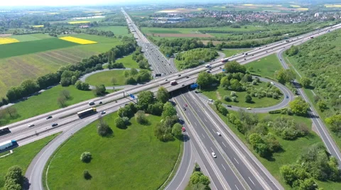 Highway intersection - aerial view Видео 62949419