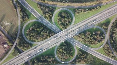Highway intersection aerial view Stock Footage 80278799