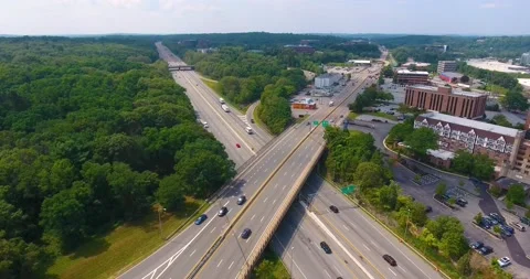 Highway intersection aerial view, Massachusetts, USA Stock Footage 157365425