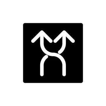 Highway intersection ahead arrows black glyph ui icon Illustrazione stock