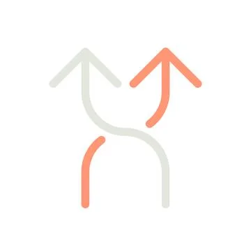 Highway intersection ahead arrows flat color ui icon Stock Illustration