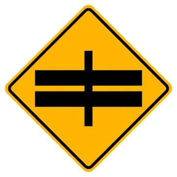 Highway Intersection Ahead Traffic Road Symbol Sign Isolate on White Backgrou Stock-Illustration
